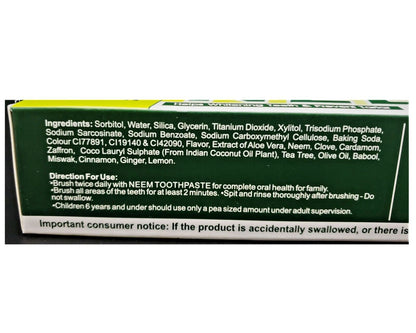 Neem Toothpaste 6 Pack 100% Fluoride Free