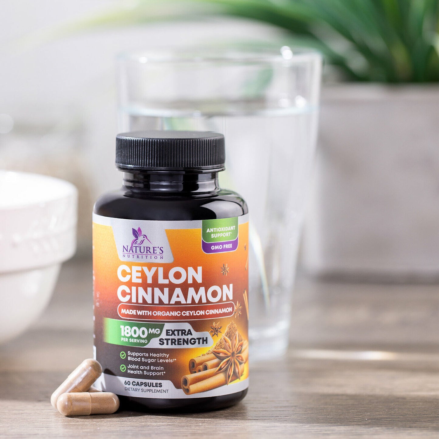 True Organic Ceylon Cinnamon Capsules 1800Mg Highest Potency Blood Sugar Support