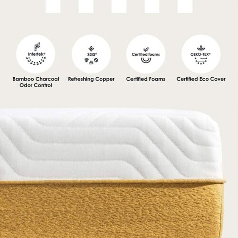 Mellow LAGOM Hybrid Mattress - Bamboo Charcoal Memory Foam and Pocket Spring