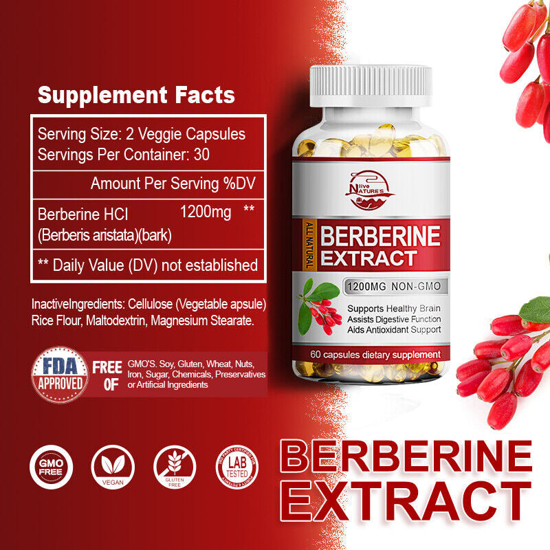 Premium Berberine HCL Extract 1200Mg, Healthy Cholesterol, Anti-Inflammat