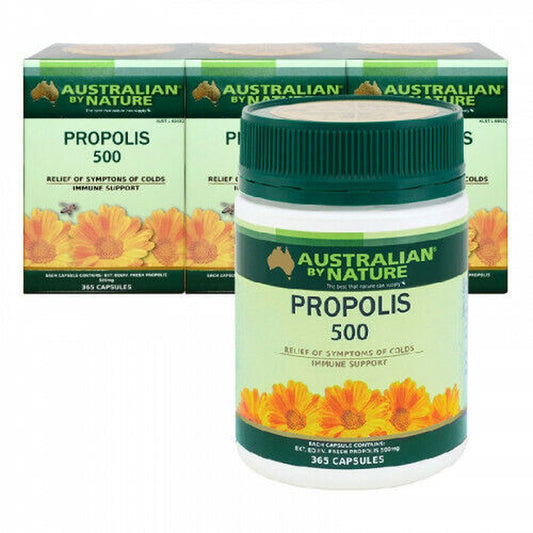 3 X Australian by Nature Propolis 500Mg 365 Capsules Natural Immune Boost