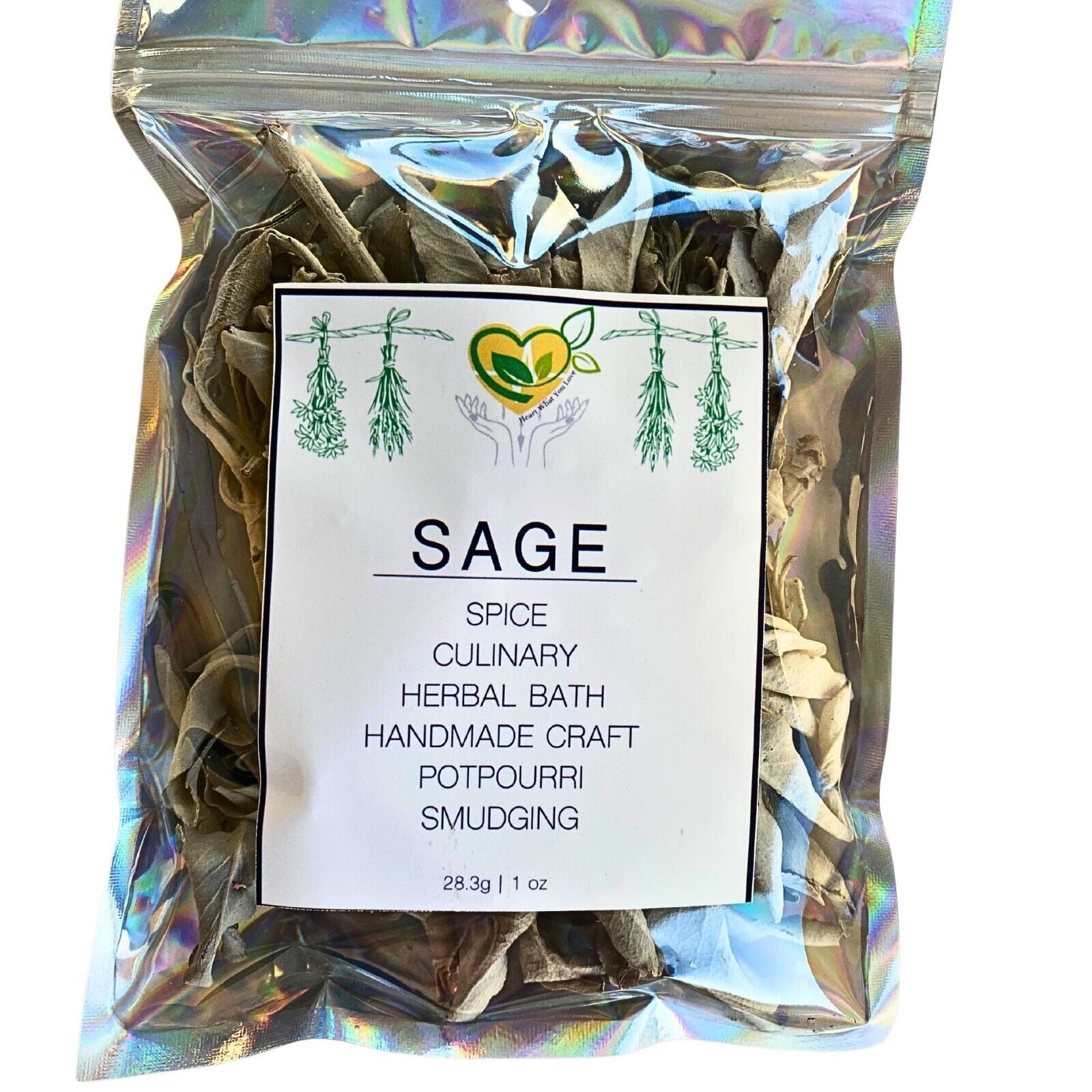 Sage White Whole Organic Wild Crafted Herb Natural 28.3G USDA Certified 1 OZ