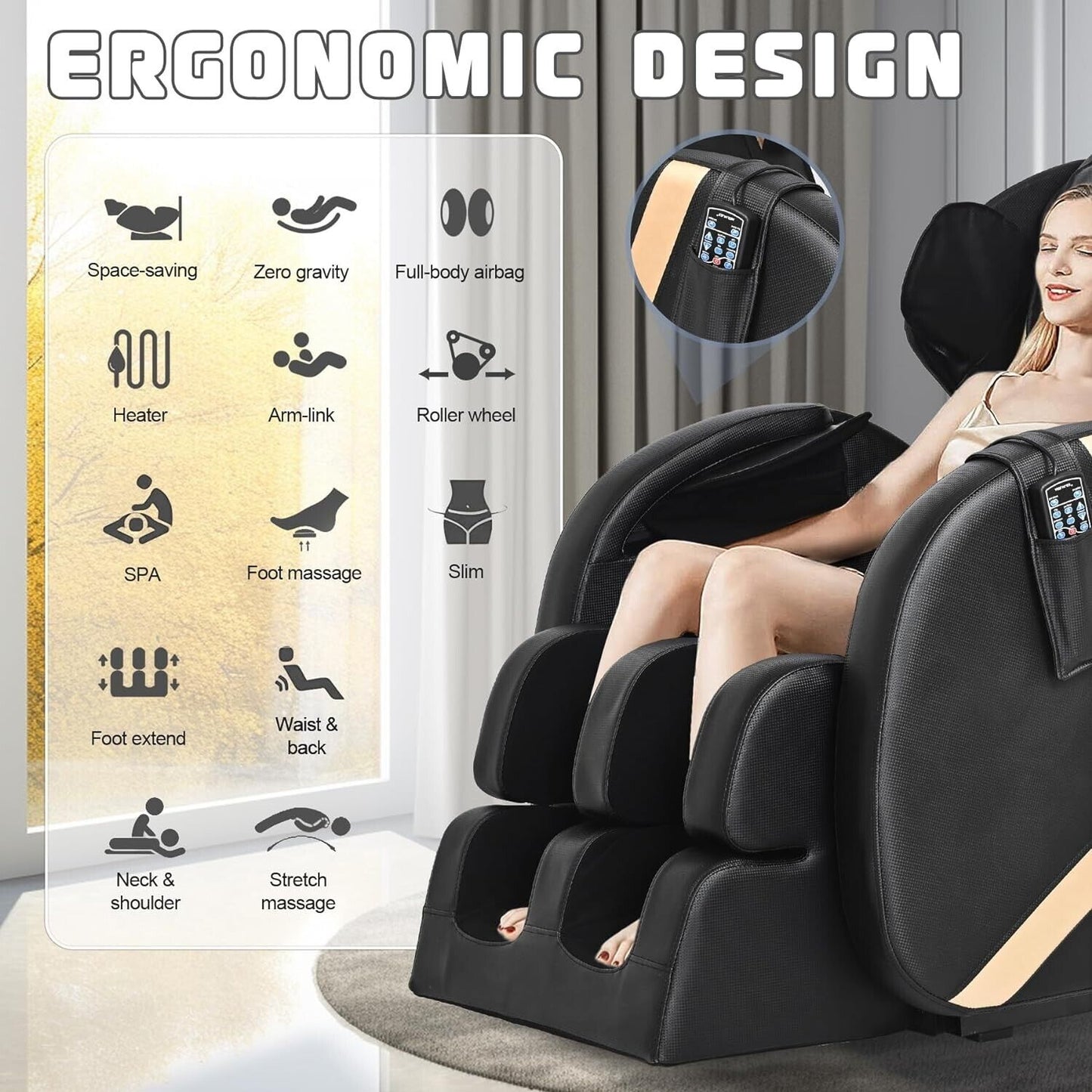 Full Body Shiatsu Massage Chair Recliner ZERO GRAVITY Back Roller Air Pressure