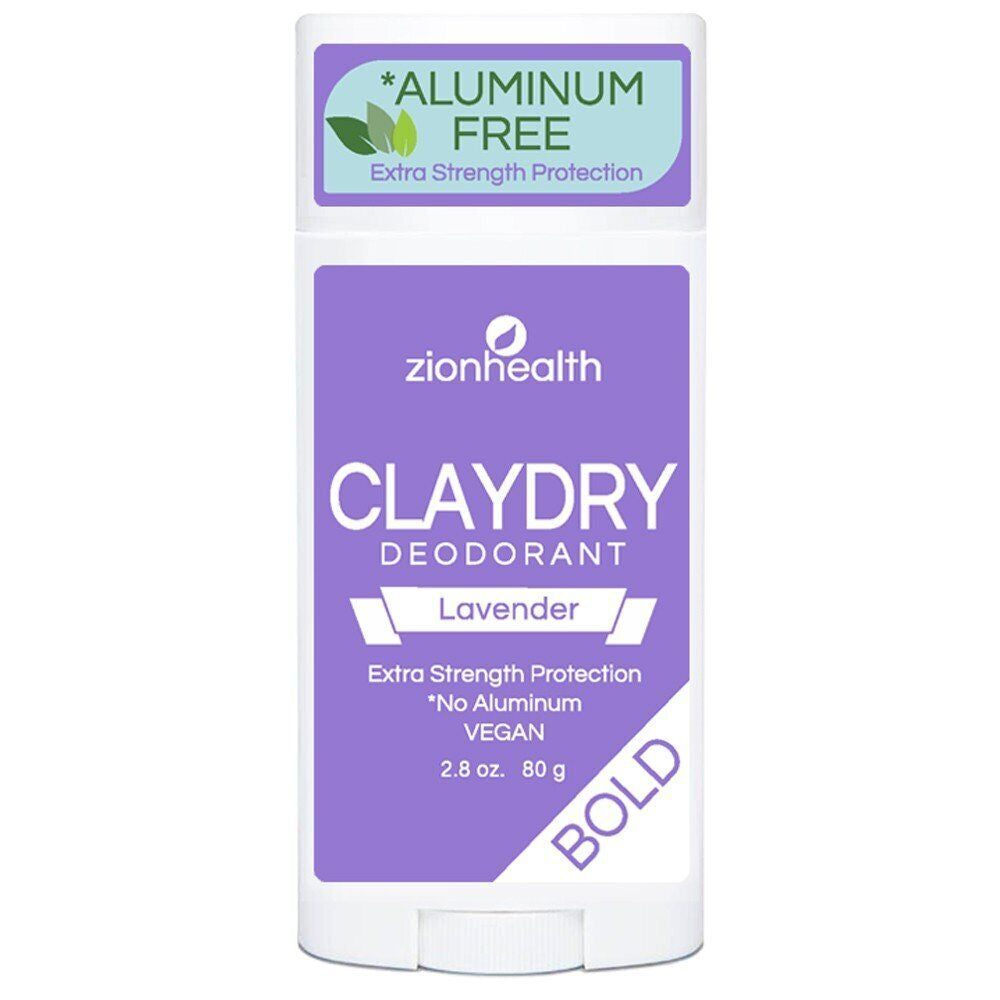 Zion Health Claydry Bold Lavender Vegan Deodorant 2.8 Oz Stick