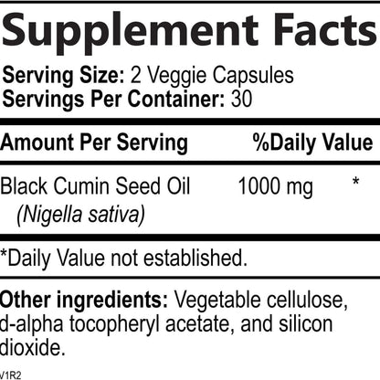 Black Seed Oil 1000Mg, Premium Cold Pressed, Non-Gmo, Vegan