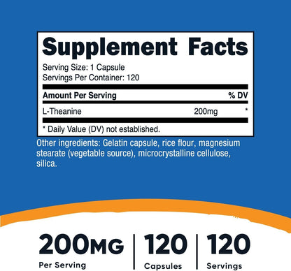 Nutricost L-Theanine 200Mg, 120 Capsules, Double Strength - Non-Gmo, Gluten Free