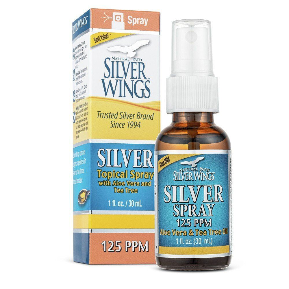 Natural Path Silver Wings Colloidal Silver Spray with Aloe & Vera & Tea Tree