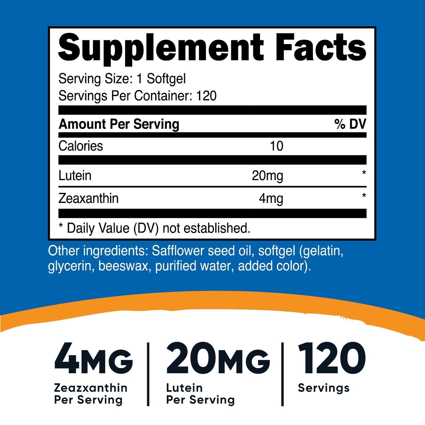 Zeaxanthin with Lutein (Vision and eye health) 20Mg, 120 Softgels, Non-Gmo & Gluten Free