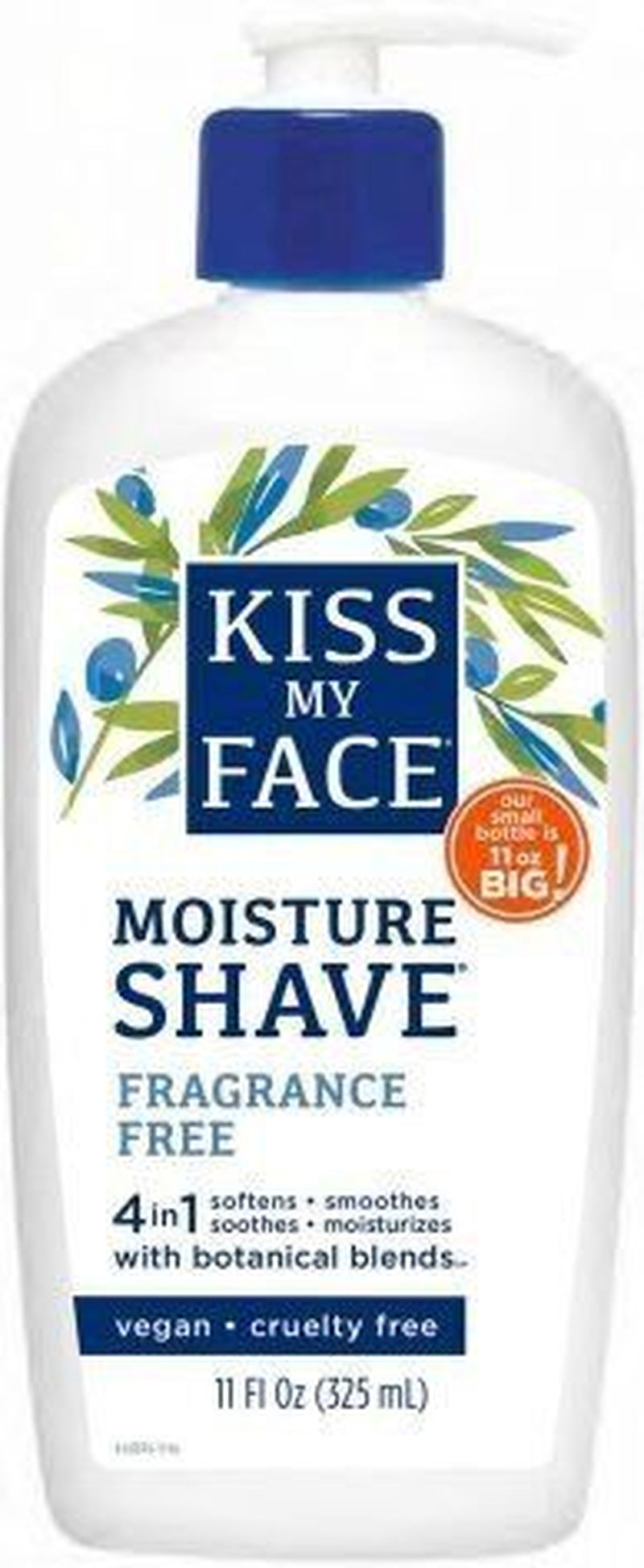 Kiss My Face Moisture Shave Fragrance Free 4-In-1 11 Oz Cream