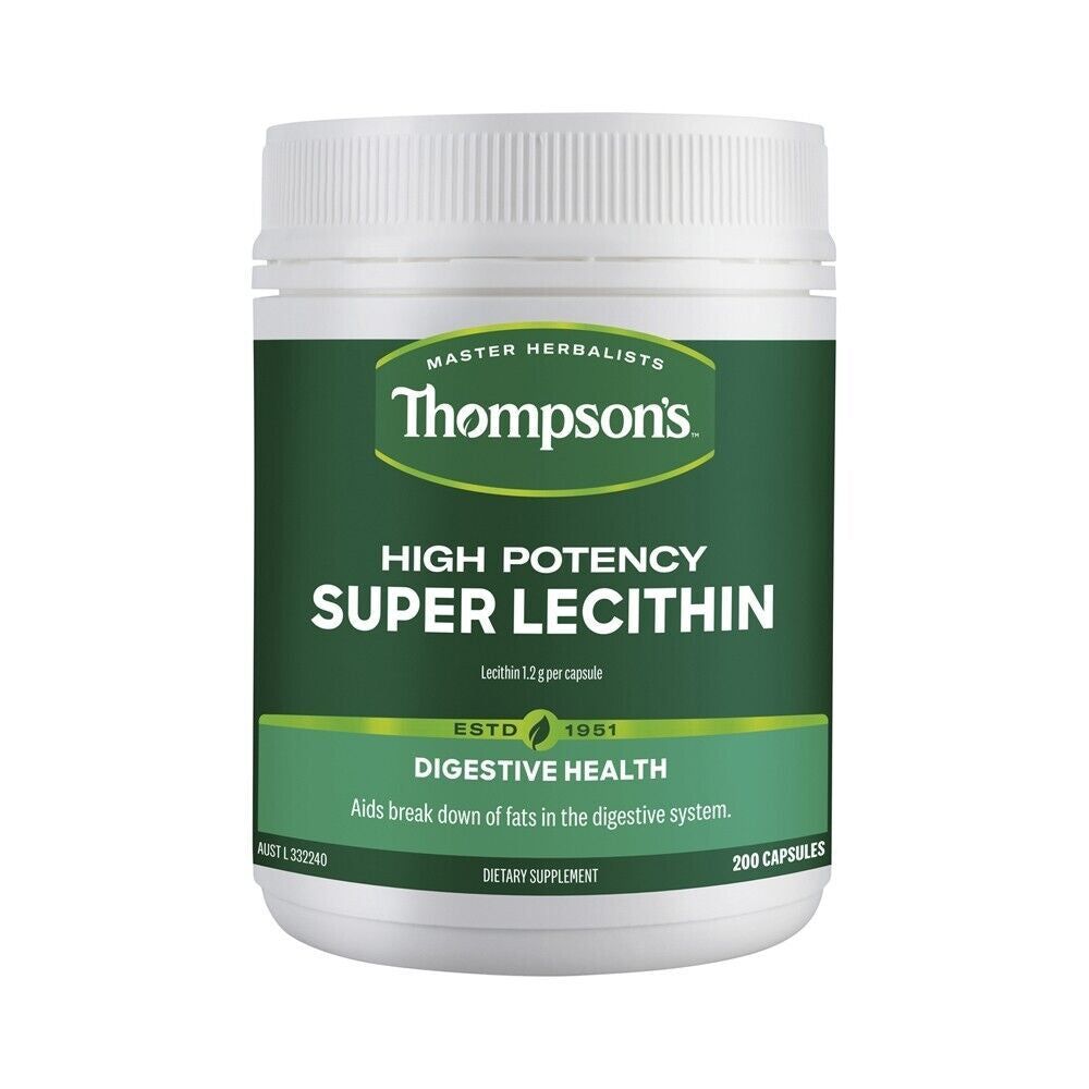 New THOMPSON'S High Potency SUPER LECITHIN 200 Capsules Thompsons Blood Health