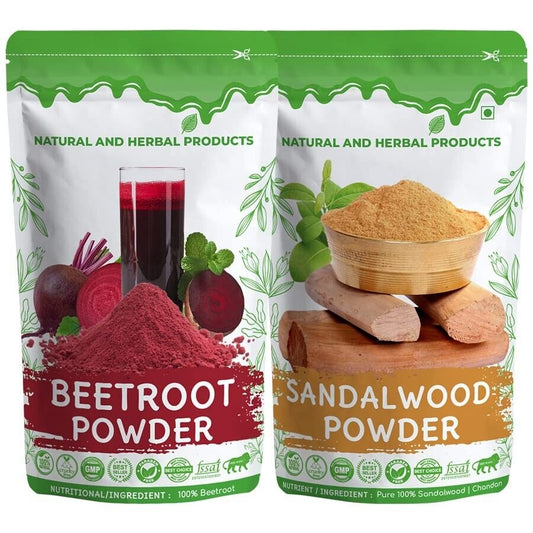 Combo Organic & Natural Beetroot Powder & Sandalwood Powder 100 Gram Pack of 2