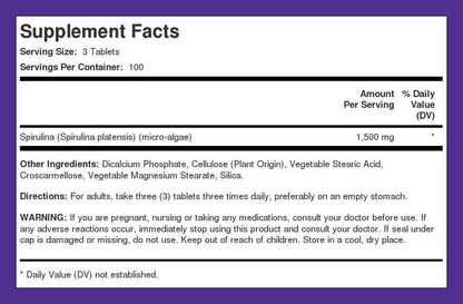 Organic Spirulina Tablets 1000 Mg | 300 Pills | Vegetarian, Non-Gmo, Piping Rock