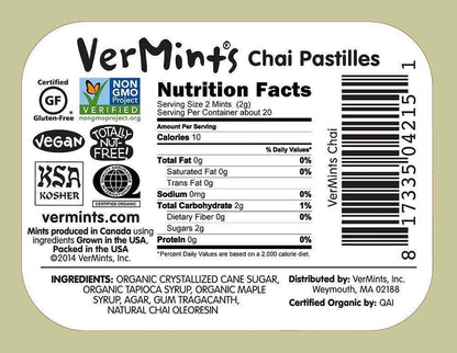 Vermints Organic Cinnamon Mints, 1.41Oz Tins (Pack of 6)