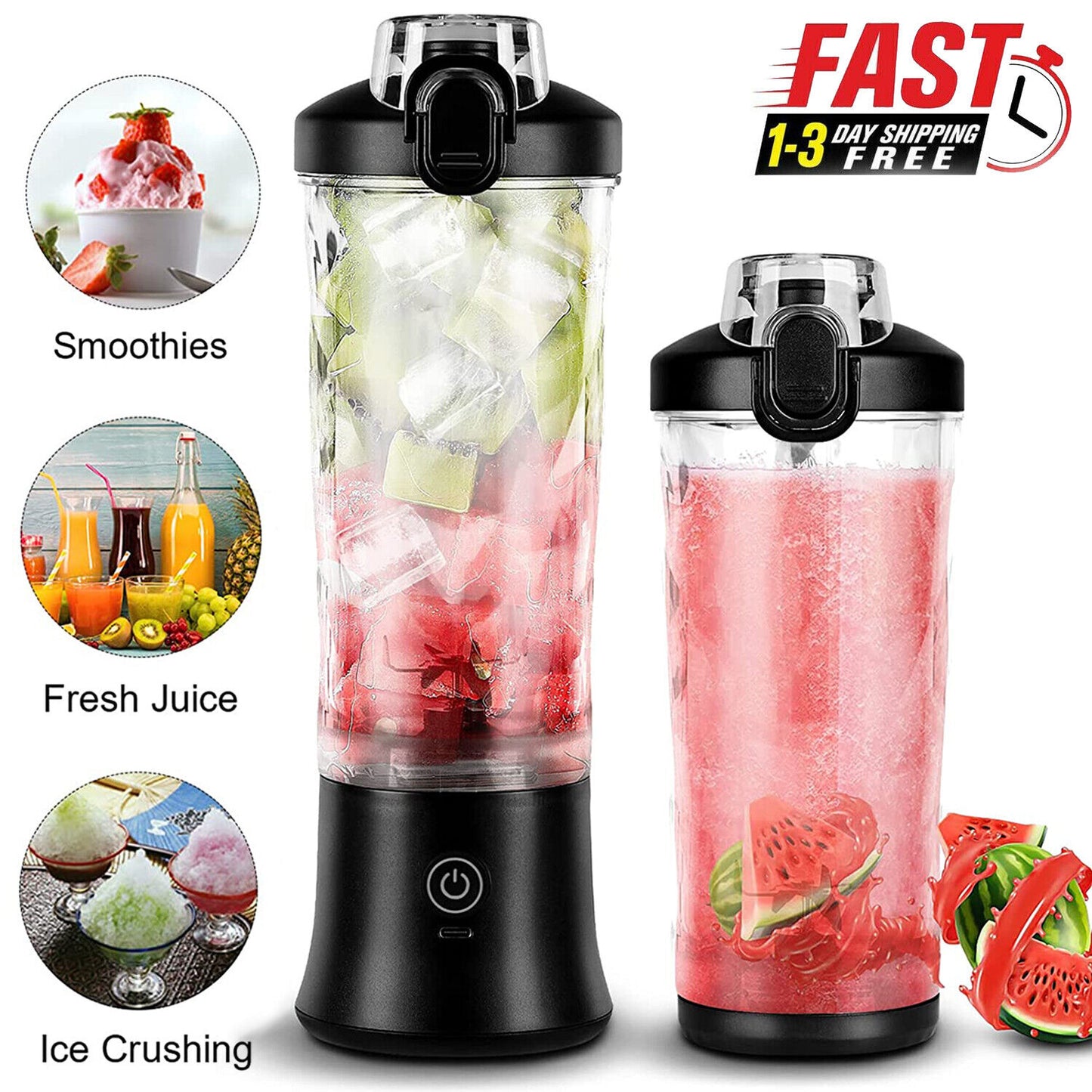 Personal Blender Smoothie Juice Shakes Mixer Portable Bottle 600ML Bpa-Free New