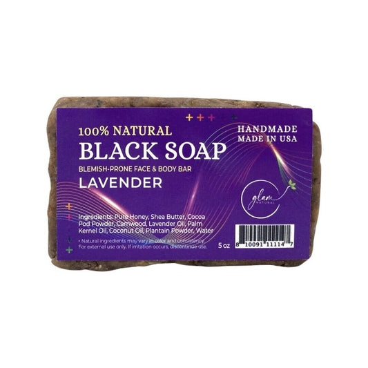 Glam Natural 100% Natural Black Soap Healing Cleansing Nourishing- 5Oz Lavender