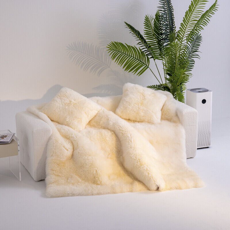 100% Pure Sheepskin Bed Cover Warm Australian Wool Blanket