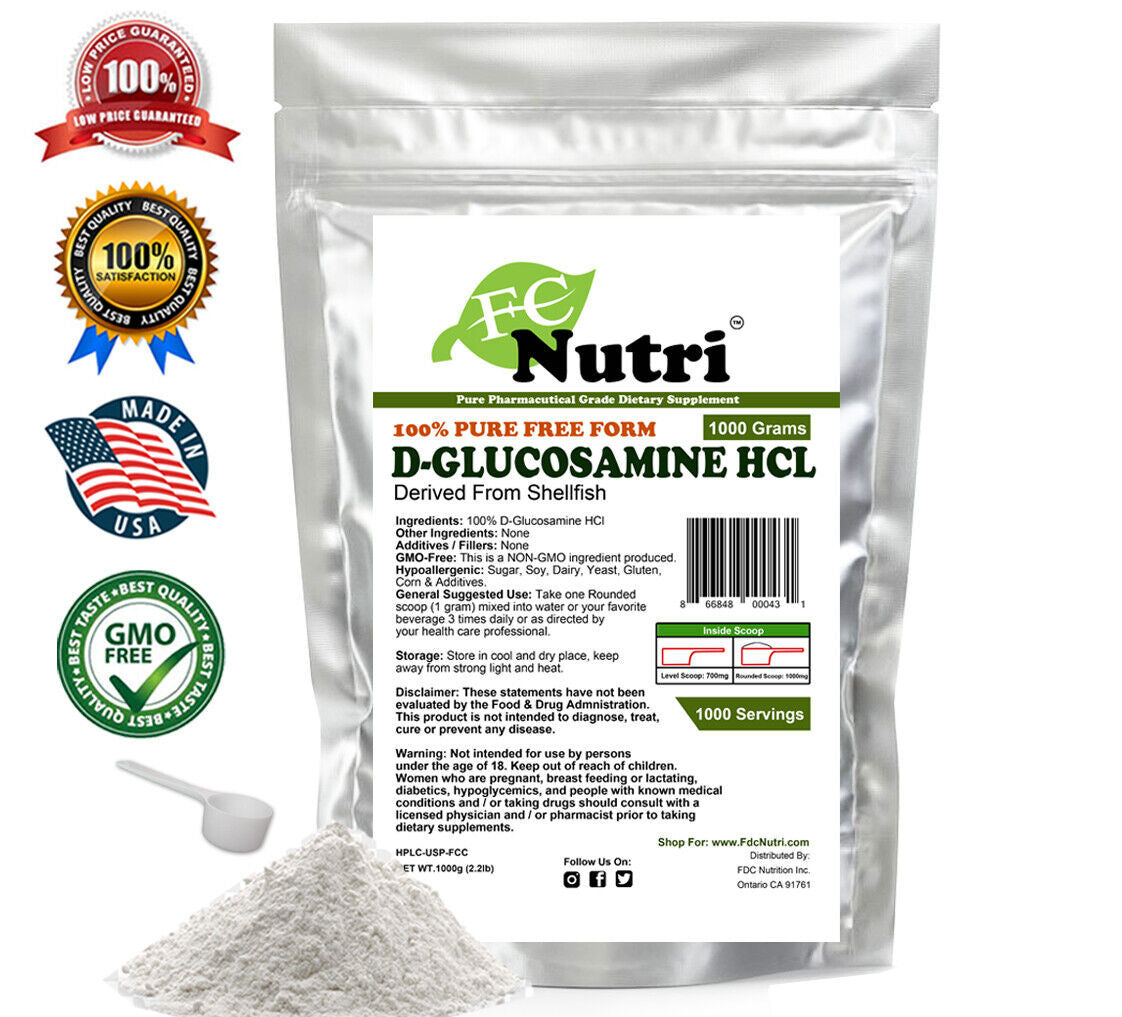 100% Pure Glucosamine Hcl Bulk Powder 1Kg (2.2LB) Joint Health