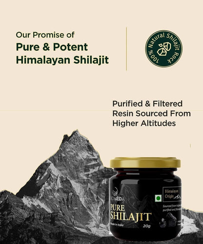 Shilajit Resin Himalayan 100% Pure 20 G Highest Potency Fulvic Acid Lab Tested