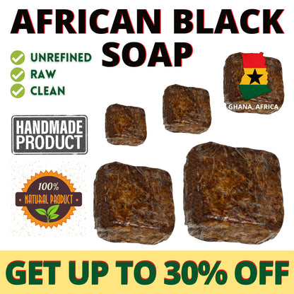 Natural Unfiltered Raw Handmade Raw Organic African Black Soap 2 Oz to 25 Pounds