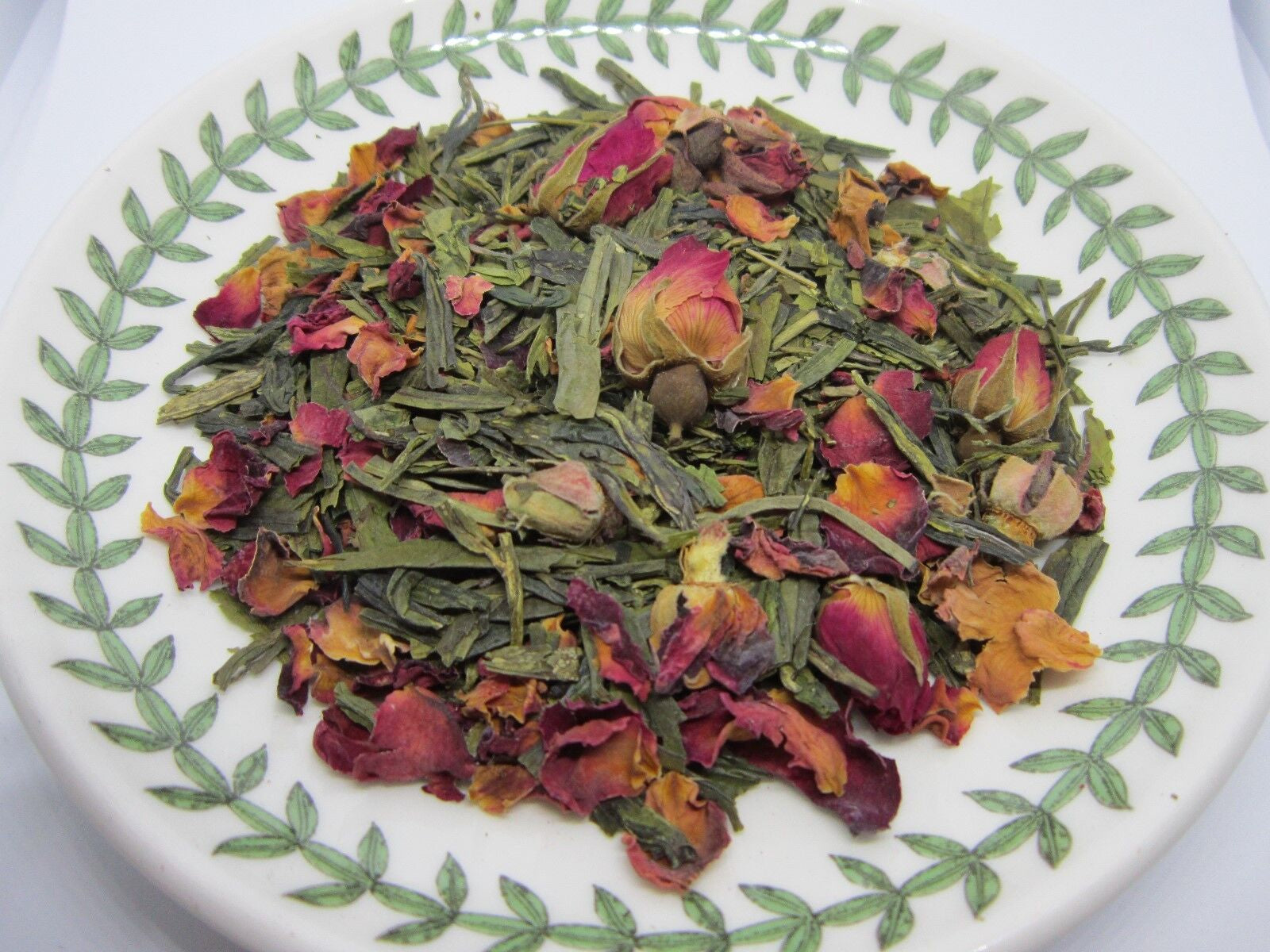 Rose Green Tea - Loose Leaf Blend Green Tea with Rose Petals, Wild Crafted