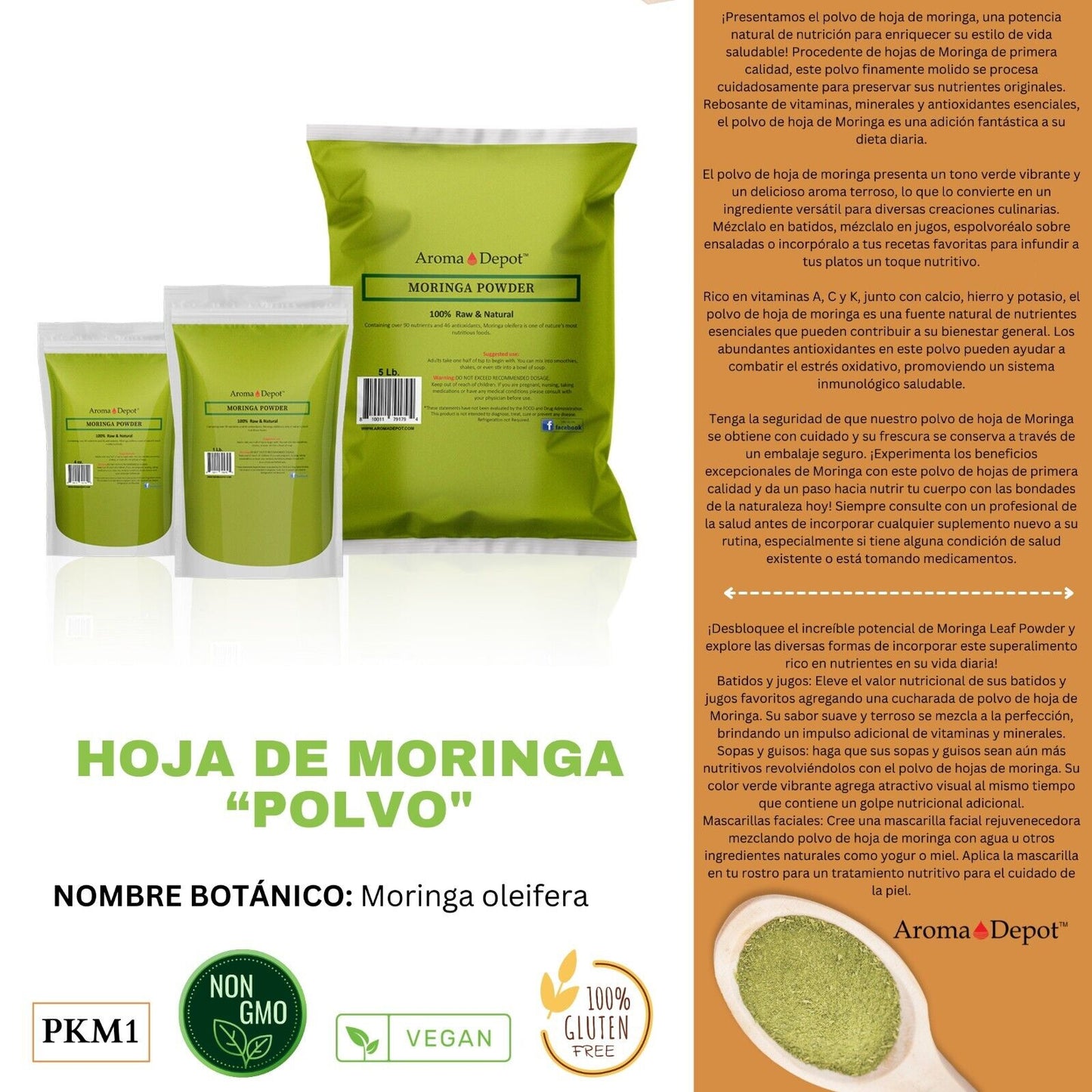 Moringa Powder Oleifera Leaf 100% Pure Natural Superfood Gluten Free