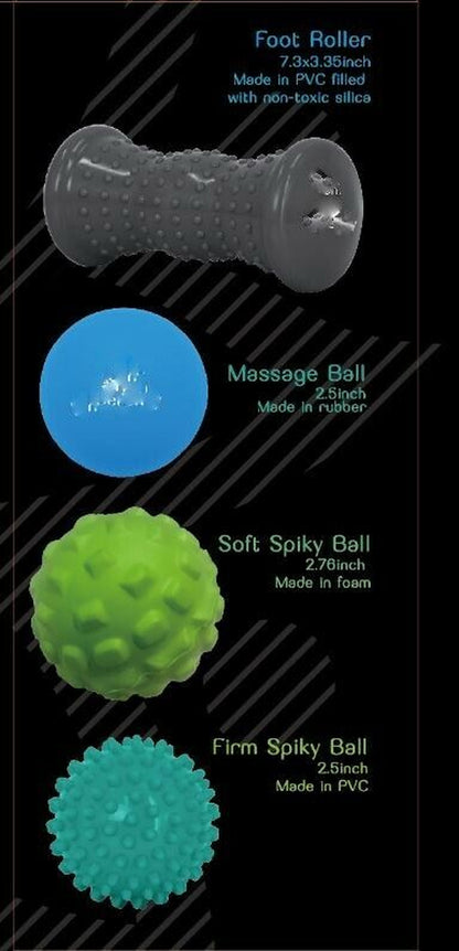 Massage Roller & Massage Balls Set, Back, Legs, Glute, Feet & Muscle Pain Relief