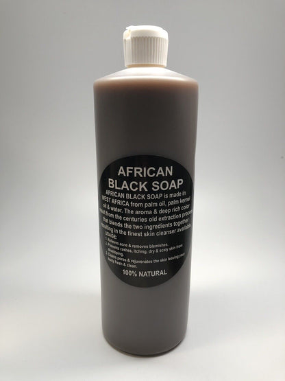 Liquid Raw African Black Soap - 100% Pure & Natural Organic Bath Body Face Wash