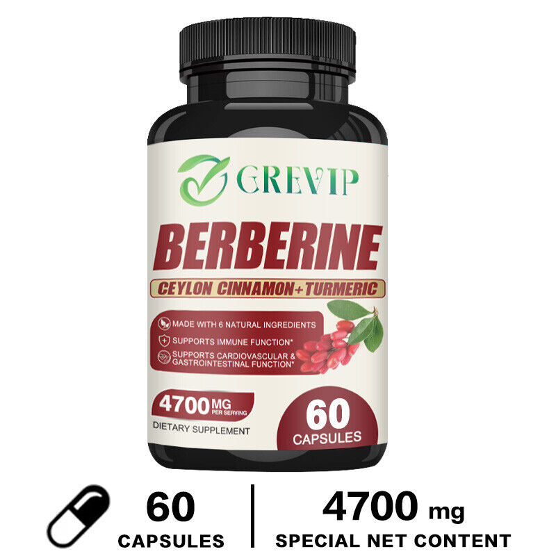 Berberine HCI 4700Mg - Ceylon Cinnamon - Reduce Cholesterol, Blood Sugar Support