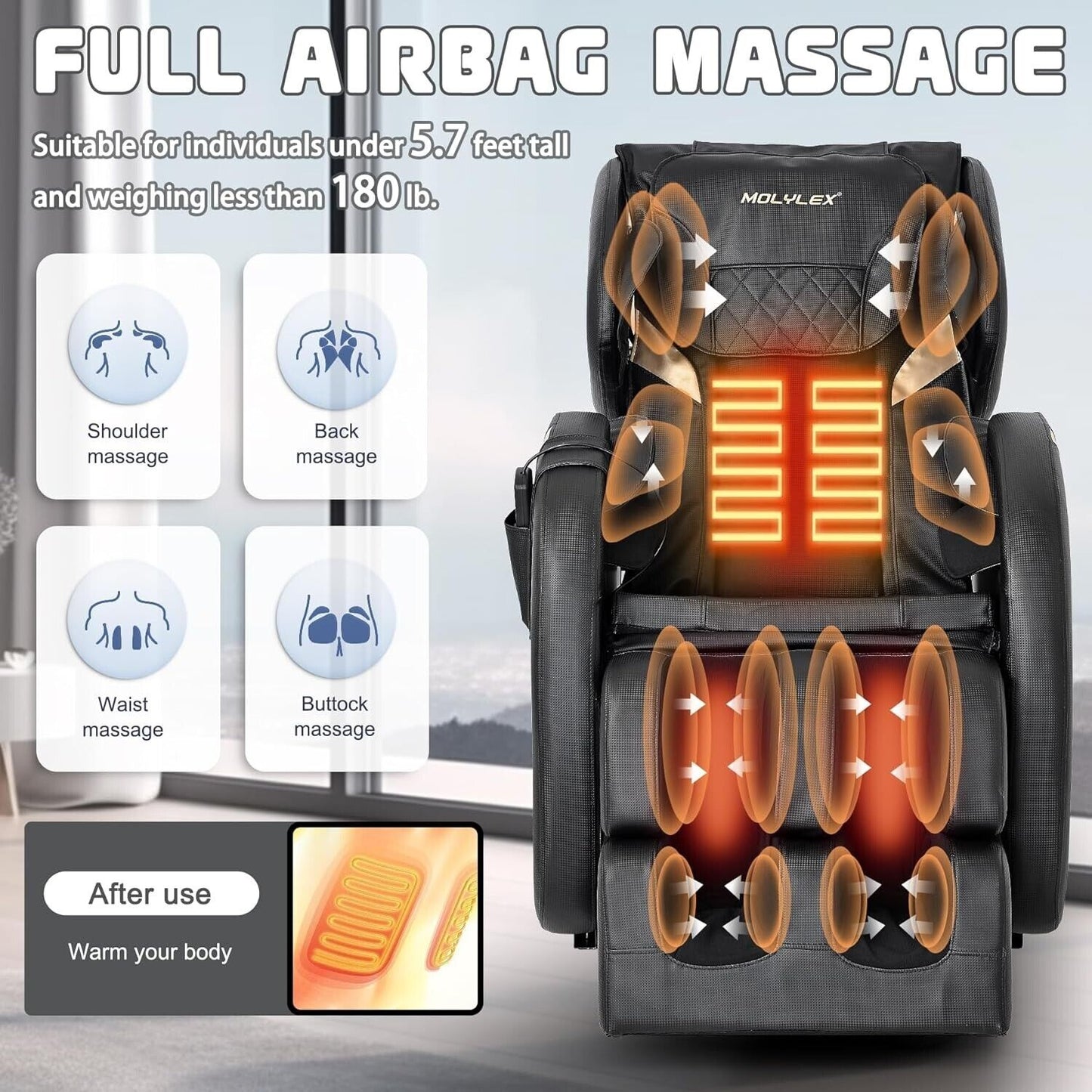 Full Body Shiatsu Massage Chair Recliner ZERO GRAVITY Back Roller Air Pressure