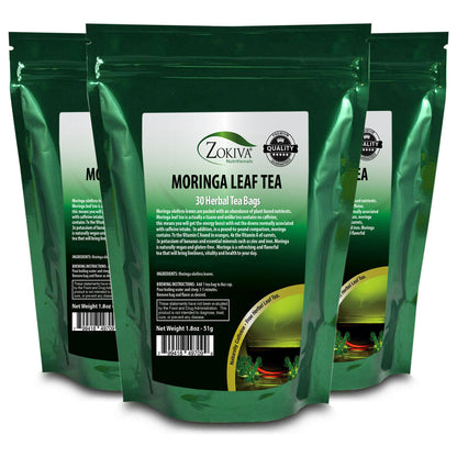 Moringa Tea 3-Pack 90 Organic Tea Bags Vegan Naturally Caffeine-Free Nutritious