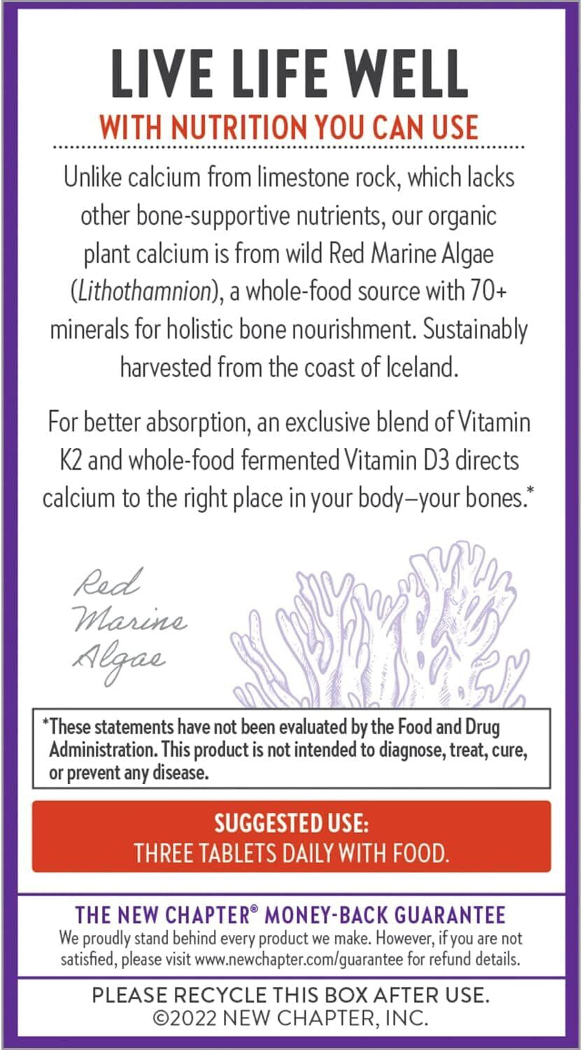 New Chapter Calcium Supplement - Bone Strength Organic Red Marine Algae Calcium