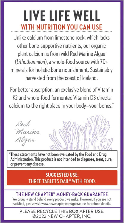 New Chapter Calcium Supplement - Bone Strength Organic Red Marine Algae Calcium