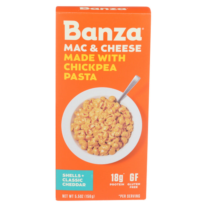 Chickpea Pasta Mac and Cheese Shells and Classic Cheddar 5.5 Oz by Banza