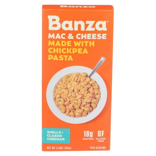 Chickpea Pasta Mac and Cheese Shells and Classic Cheddar 5.5 Oz by Banza