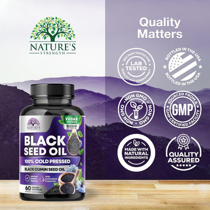 Black Seed Oil 1000Mg, Premium Cold Pressed, Non-Gmo, Vegan