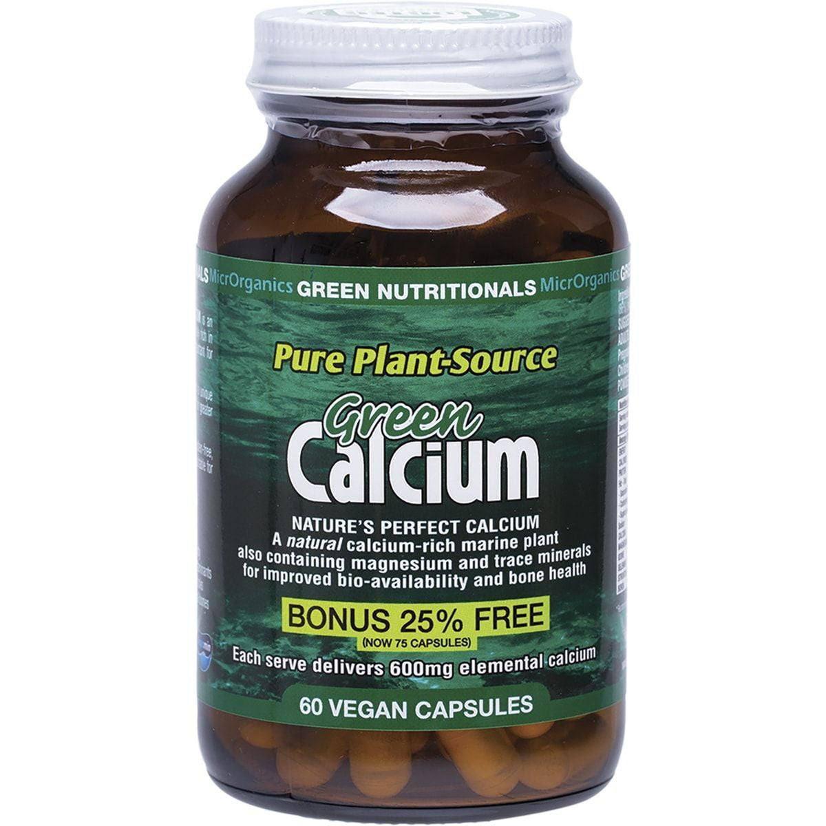 GREEN NUTRITIONALS Green Calcium Vegan Capsules (600Mg) 60