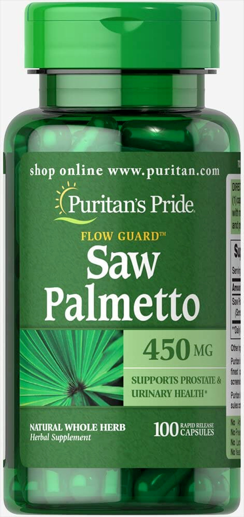 Saw Palmetto 450 Mg, Supports Prostate and Urinary Health