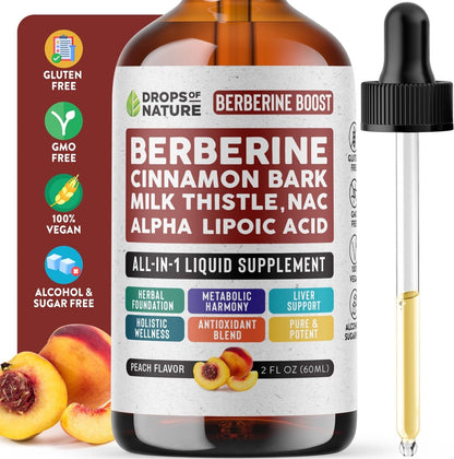 Berberine, Milk Thistle, Ceylon Cinnamon, Alpha Lipoic Acid,Nac Liquid Drops