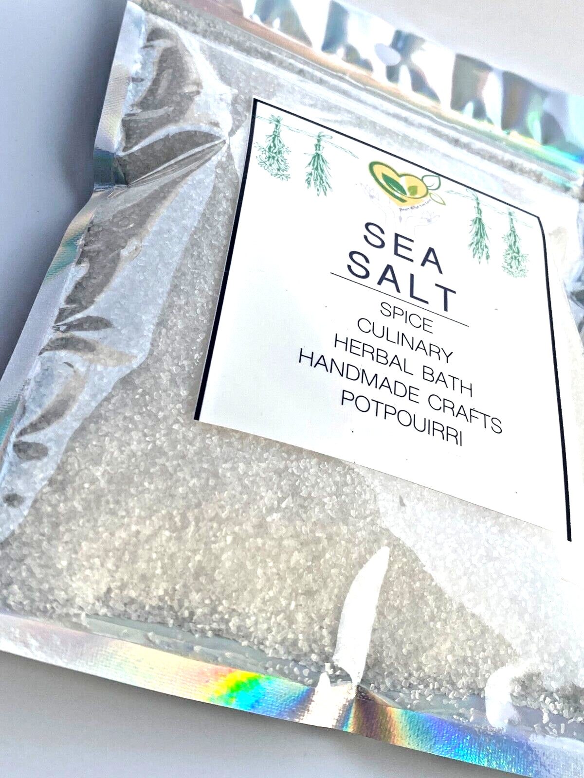 Sea Salt Pure Clear Granular Crystals Natural Mineral  1/2 Half Pound Bag