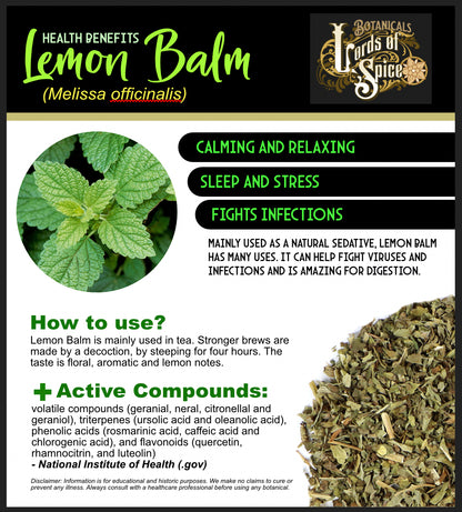 Lemon Balm Extract Lemon Balm Tincture Organic Drops (Melissa Officinalis) USA