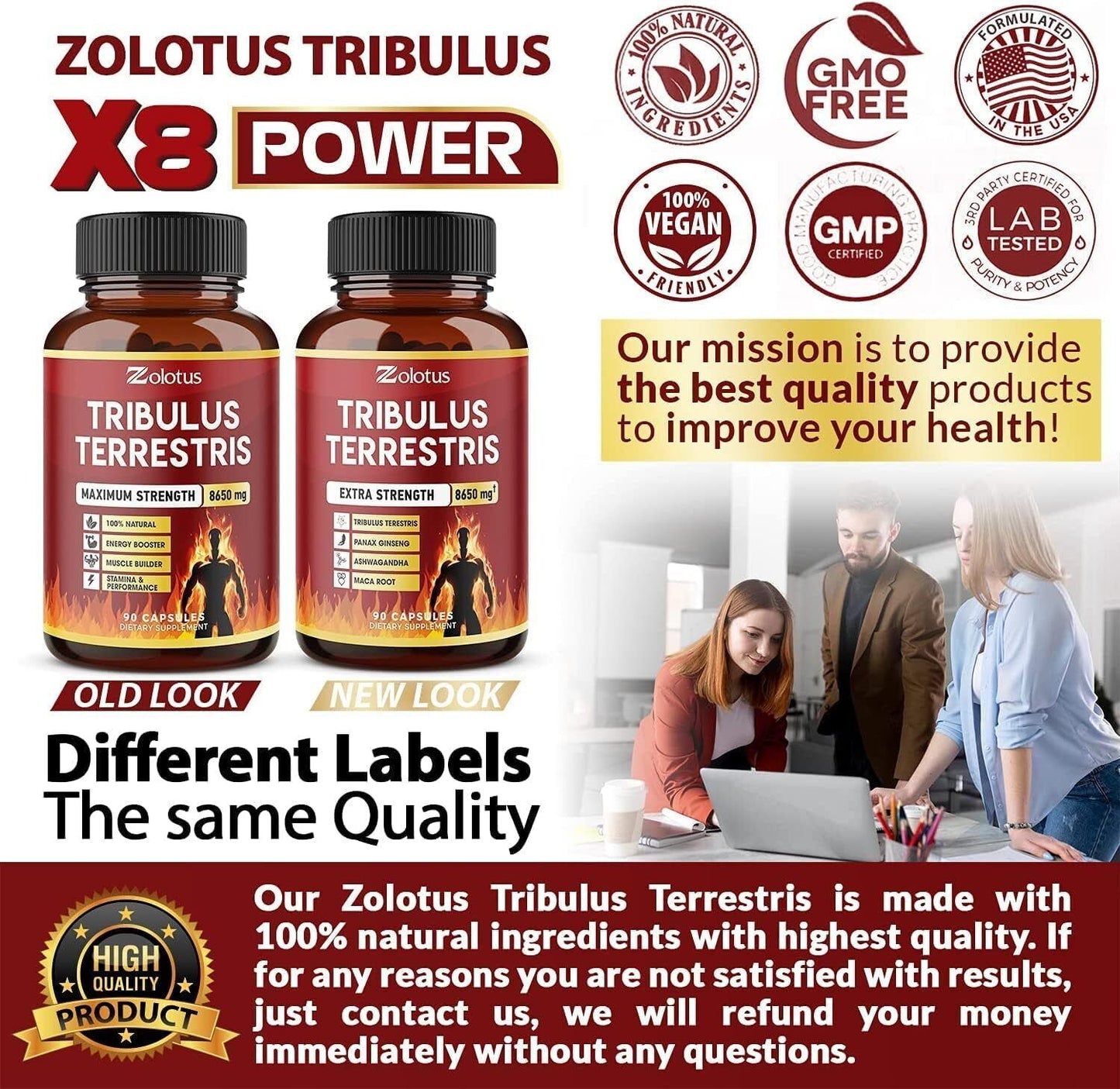 Zolotus Tribulus Terrestris, 8650Mg per Capsule, High Potency with Ashwagndha, P