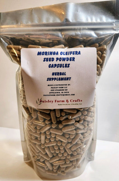 Moringa Seed Powder Capsules - Non GMO - Made Fresh on Demand!