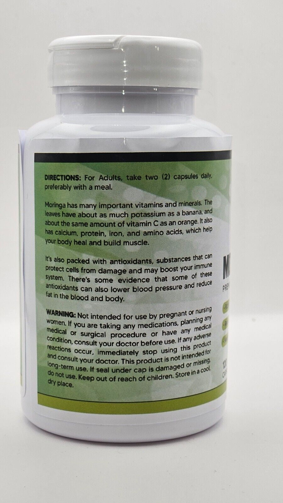 Moringa Organic, 120 Caps, 92 Nutrients & Minerals, Antioxidants. 6000Mg per Sev