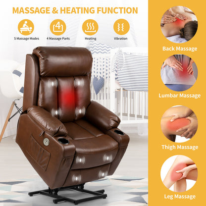 TAUS Auto Electric Power Lift Massage Chair Leather Recliner Heat Vibration