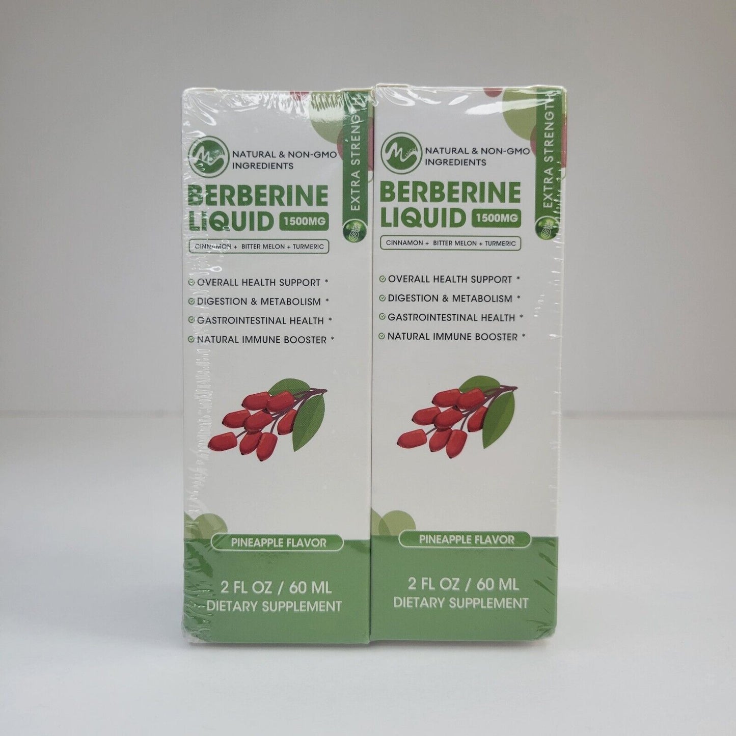 1500Mg Berberine Liquid Drops (2 Bottles) Organic Ceylon Cinnamon Bitter Melon