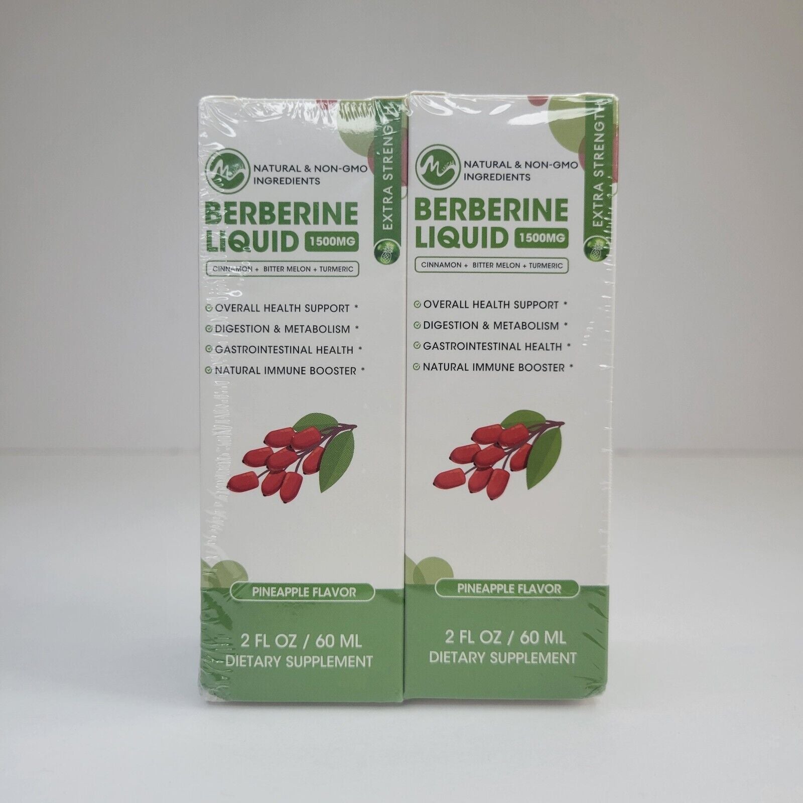 1500Mg Berberine Liquid Drops (2 Bottles) Organic Ceylon Cinnamon Bitter Melon