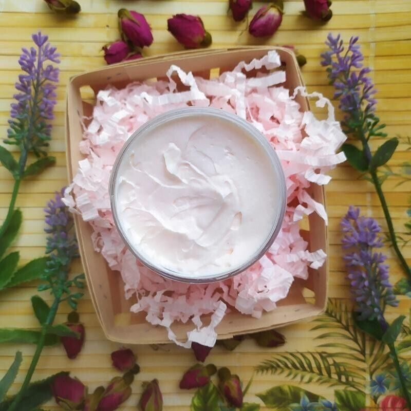 Natural Handmade Body Care Cream Shea Butter with Lavender and Aroma Damask Rose