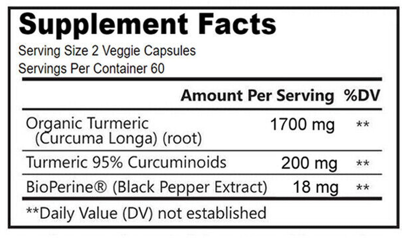 Turmeric Curcumin High Absorption 95% 2000MG with Black Pepper Extract 60 CAPS