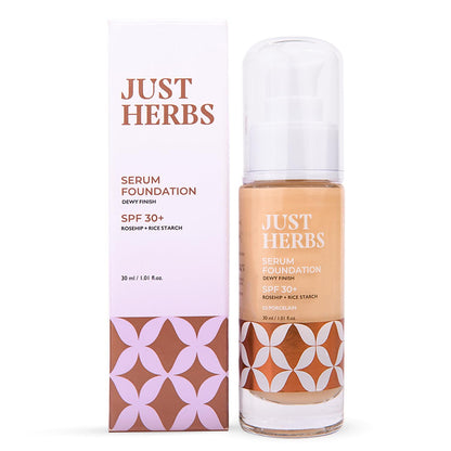 Just Herbs Serum Foundation with SPF 30+ for All Skin Type Porcelain Shade 30Ml