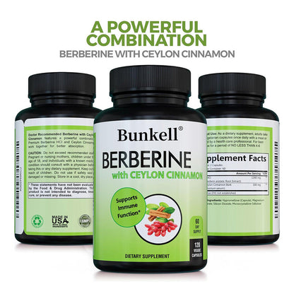 Berberine HCL 1200Mg with Organic Ceylon Cinnamon - Supports Immune Function